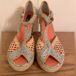 Kenzie Floral Rattan Platform Heels